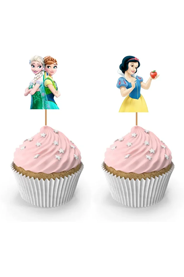 20 ADET Prensesler-Kız Çocuk Doğum Günü Pasta Kürdanı-Pasta Süsü Parti Malzemeleri-Cupcake Süsü - 3