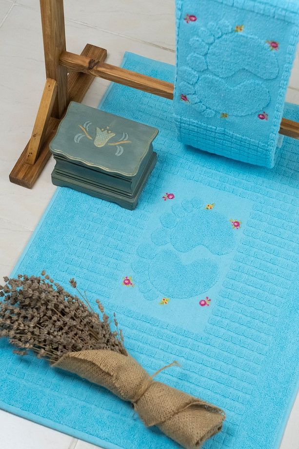 BASKILI AYAK HAVLUSU 4 ADET KARIŞIK RENK 50 x 70 ÖLÇÜ - 2