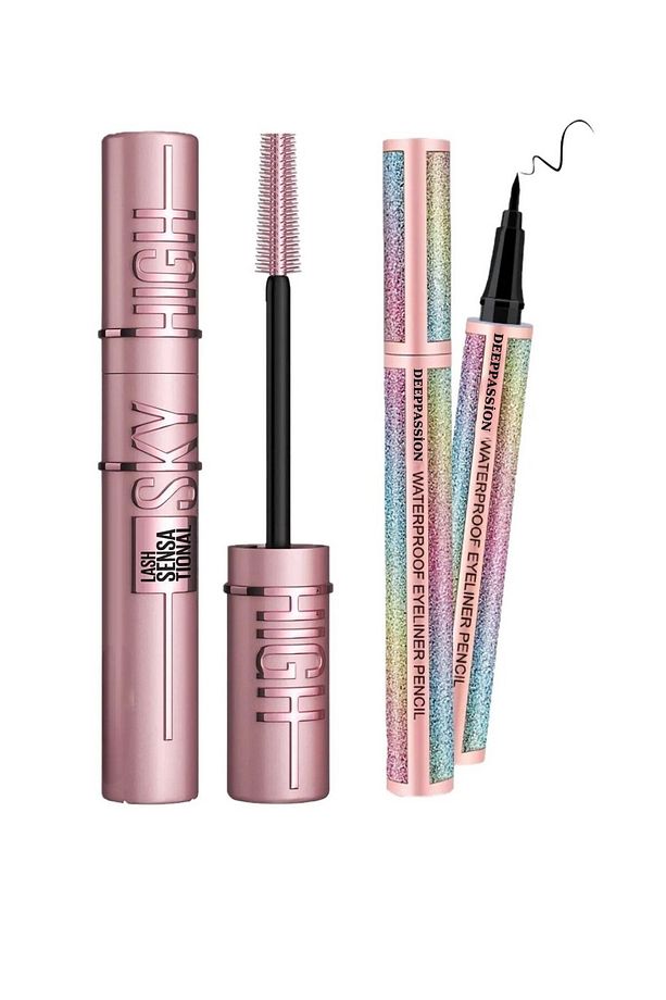 Lash Extension Sky High Maskara & Simli Siyah Kalem Eyeliner Seti Waterproof - 1