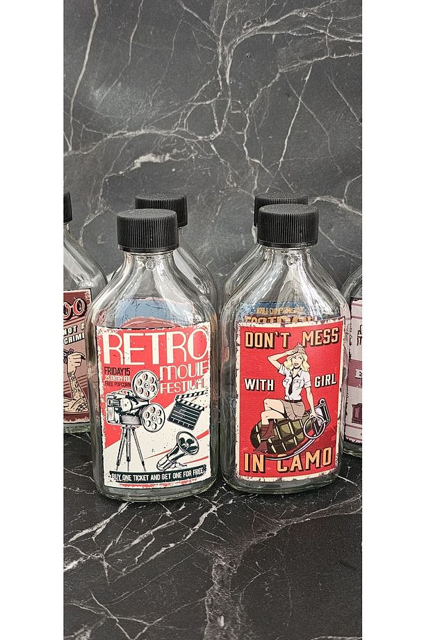 SUNUM ŞİŞESİ 200 ML 6 ADETLİ RETROO PVC ETİKETLİ - 6