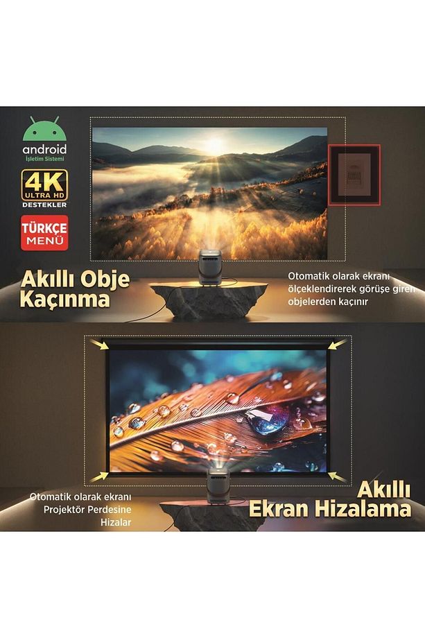 H300a Android Tv 4k Destekli Projeksiyon Cihazı Auto Focus Auto Keystone 6gwi-fi 5.2bluetooth - 4