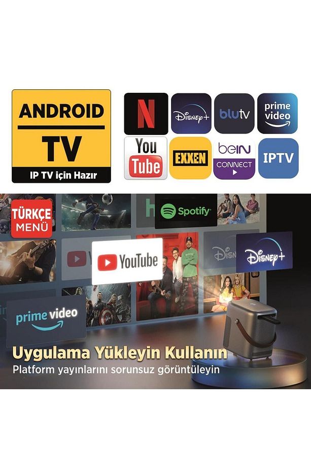 H300a Android Tv 4k Destekli Projeksiyon Cihazı Auto Focus Auto Keystone 6gwi-fi 5.2bluetooth - 2