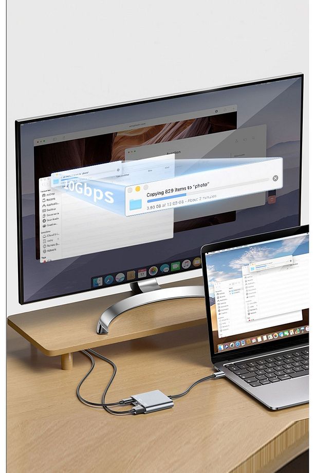 Macbook-ipad-iphone 15 Uyumlu 3 In 1 (4K) Type C- Hdmı- Usb 3.0 Görüntü Aktarma Aparatı - 8