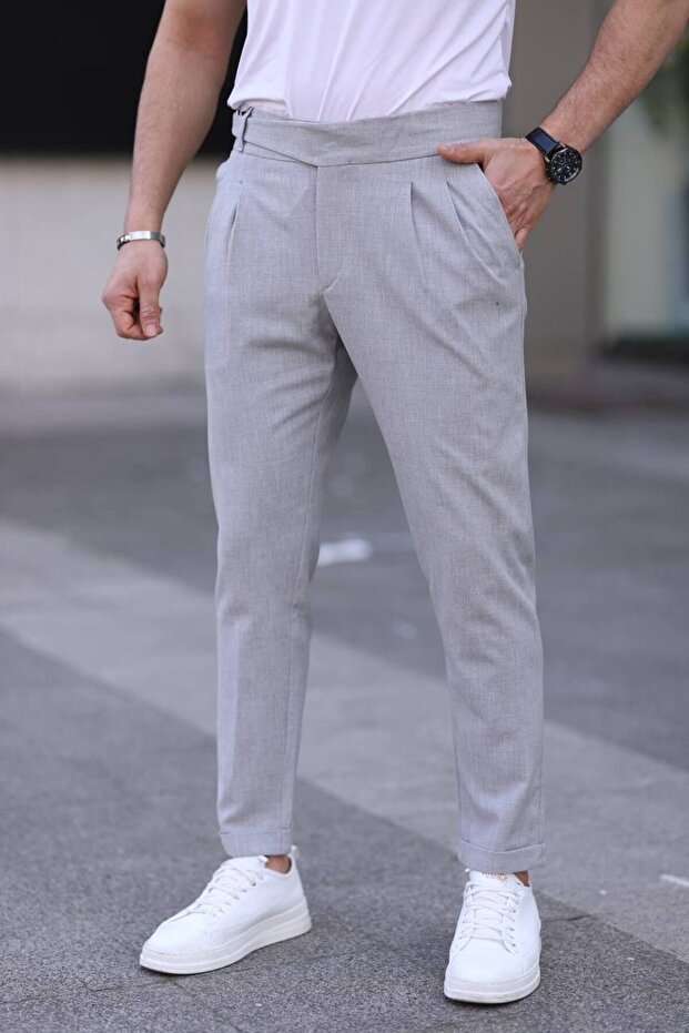 MEN'S ITALIAN CUT HIGH WAIST FABRIC PANT
