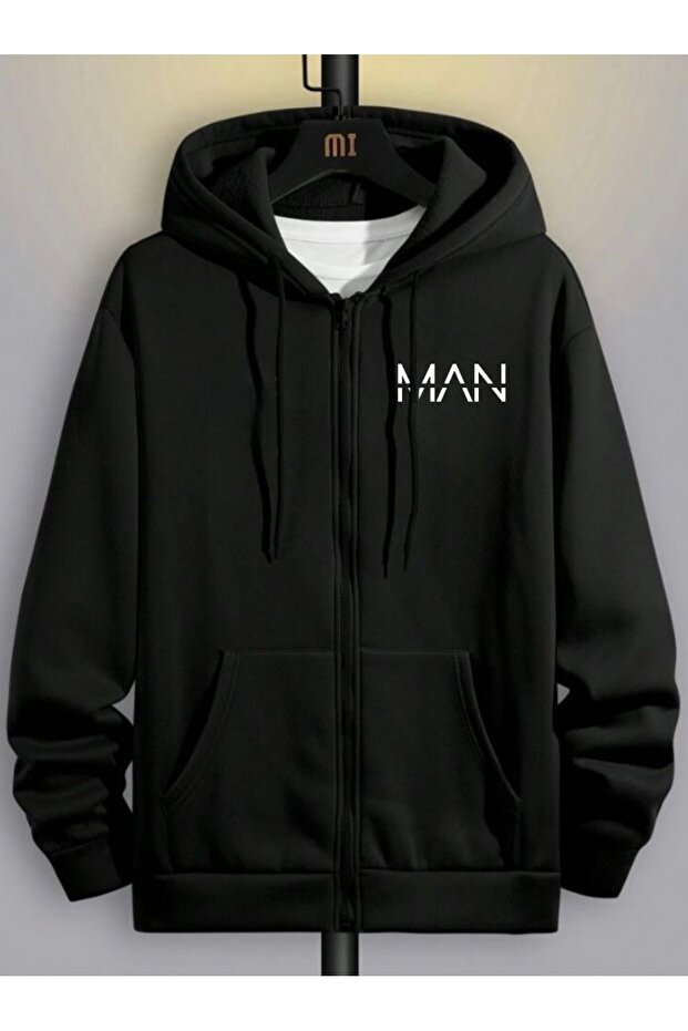 Black Man Printed Zippered Sweatshirt