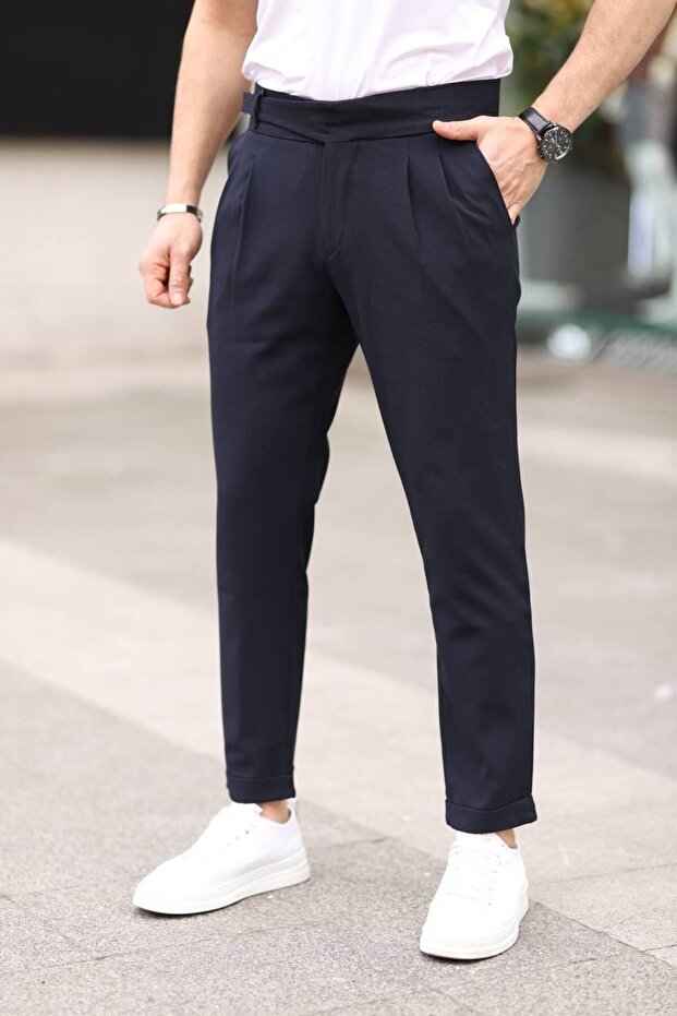 MEN'S ITALIAN CUT HIGH WAIST FABRIC PANT