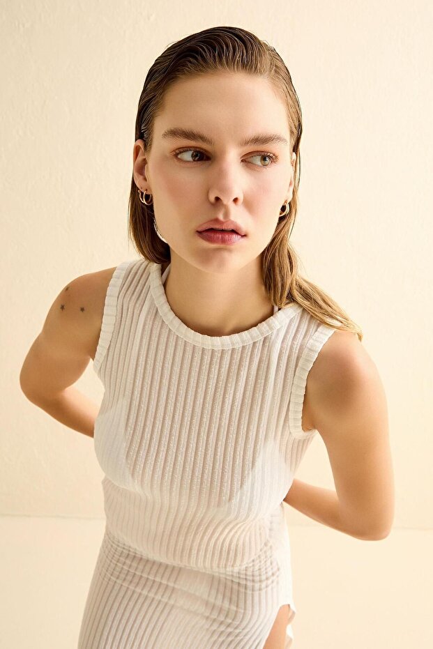 MATHİLDA EKRU PLAJ ELBİSESİ - 4