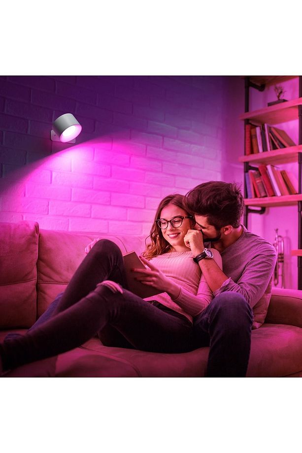 Çok Renkli Uzaktan Kumandalı Şarjlı Duvar Aplik Led Gece Lambası, 360° Dönebilir | ByLamp - 5