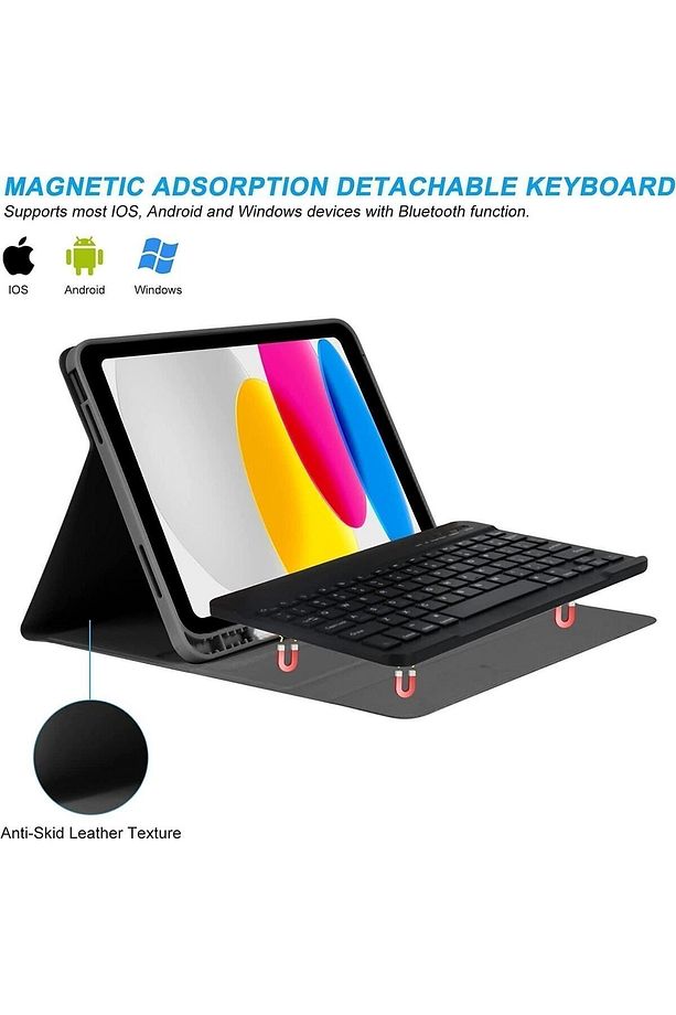 Ipad (A16) 10. Nesil 2022/2025 Uyumlu Bluetooth Türkçe Q Klavyeli Kılıfı (TABLET DEĞİLDİR) Src - 6