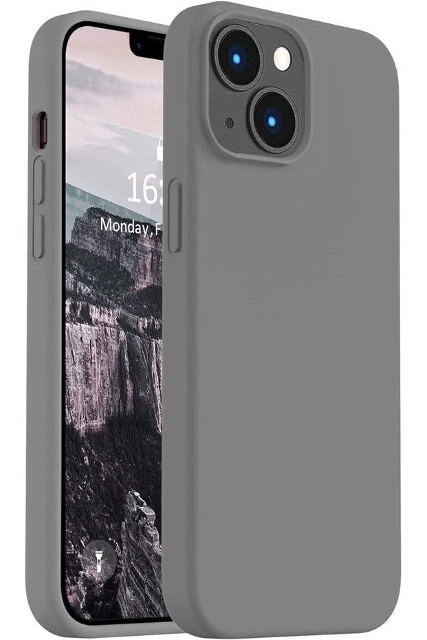 iPhone 13 / 14 Compatible Launch Case with Velvet Camera Raised Silicone Cover Gray