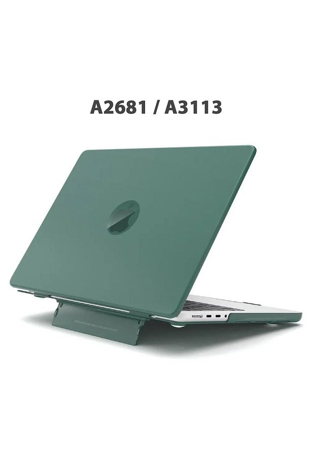 Macbook Air 13.6" M2-m3 Çip 2022/2024 A2681 A3113 Uyumlu Standlı Şeffaf İz Bırakmayan Koruyucu Kapak - 1