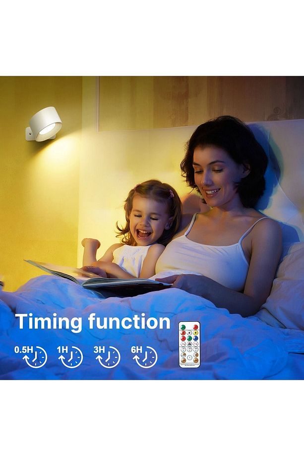 Çok Renkli Uzaktan Kumandalı Şarjlı Duvar Aplik Led Gece Lambası, 360° Dönebilir | ByLamp - 4