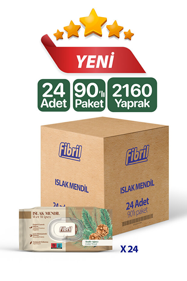 Fibril Sedir Ağacı Kokulu Serisi Set Islak Mendil 24x90 Lı Paket 2160 Yaprak