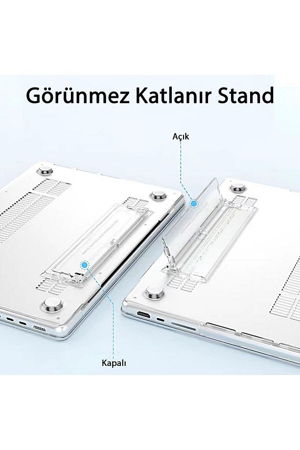 Macbook Pro 13 M1-m2 Çip A2251-a2289-a2338-a2159 Uyumlu Standlı Şeffaf İz Bırakmayan Koruyucu Kapak - 5