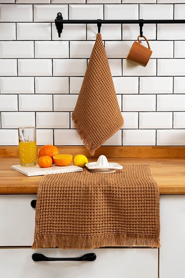 Cinnamon Color 2-Piece 100% Cotton Towel Set - Ideal for Bathroom and Kitchen