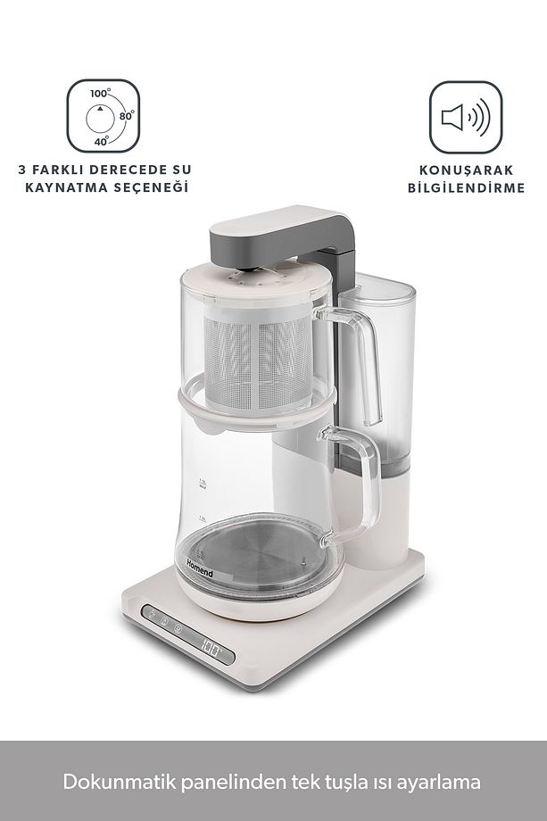 Smart Royaltea Plus 2 In 1 Konuşan, Otomatik Çay Ve Türk Kahve Makinesi Krem - 3