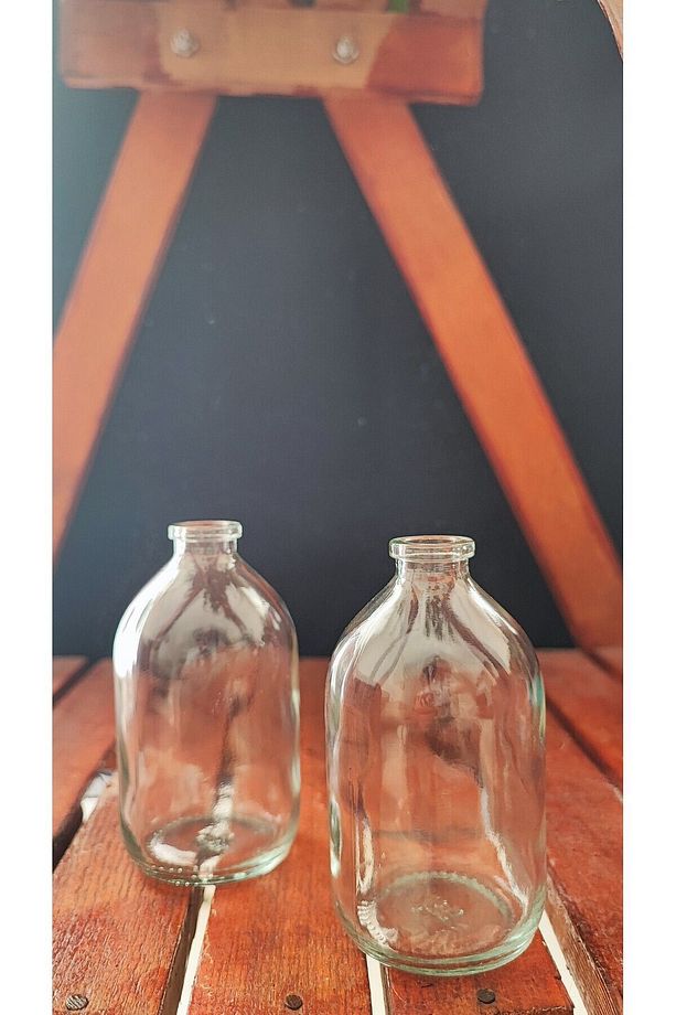 2 Adet Şeffaf Mini Cam Şişe Vazo 100 Ml(ÇİÇEK DAHİL DEĞİLDİR) - 4