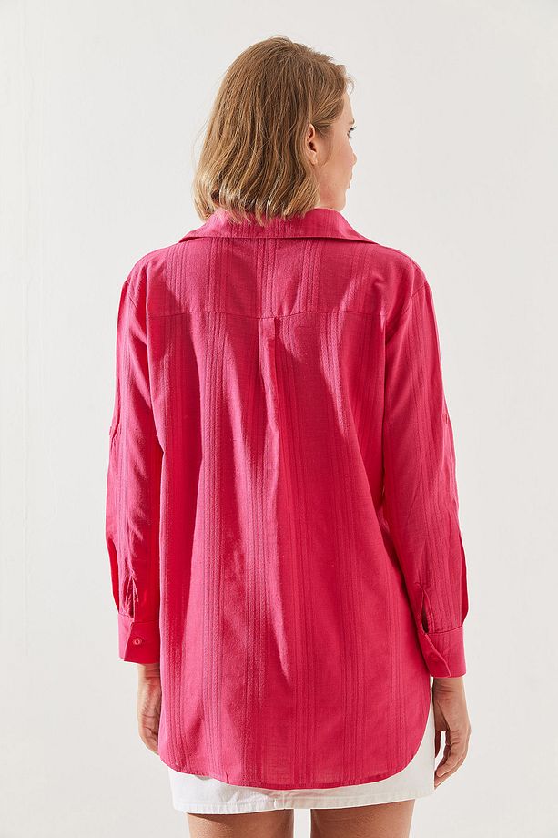 Kadın Taş İnci İşlemeli Oversize Gömlek 5916 60251475 - 5