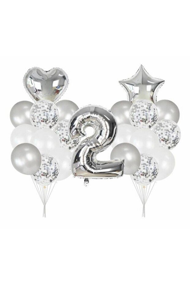 2 Year Old Transparent Balloon Set with Confetti Birthday Party Set