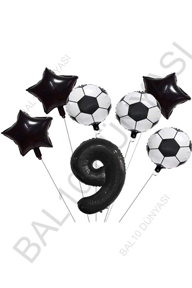 Star Number Football Ball Patterned Foil Balloon Set Age 9