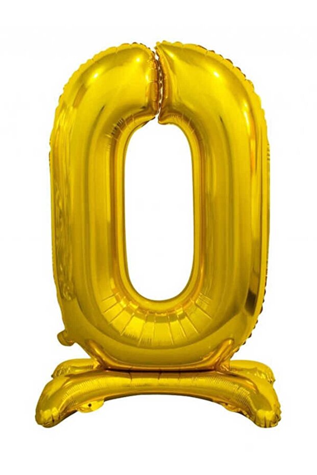 0 Gold Color Footed Number Foil Balloon 76 cm