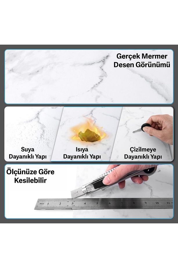Kendinden Yapışkanlı LVT Zemin ve Duvar Kaplama Mutfak Banyo Karo Sticker  - 4Adet 30cm×30cm - 4