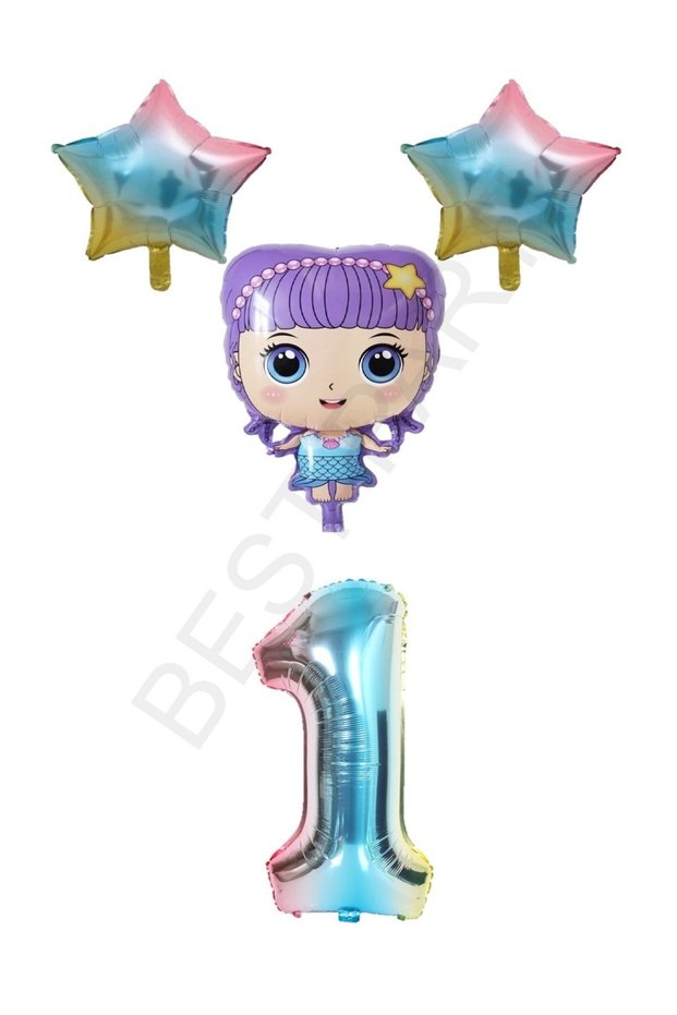 Best Purple Color Baby Girl Rainbow Number and Star Foil Balloon Set Age 1