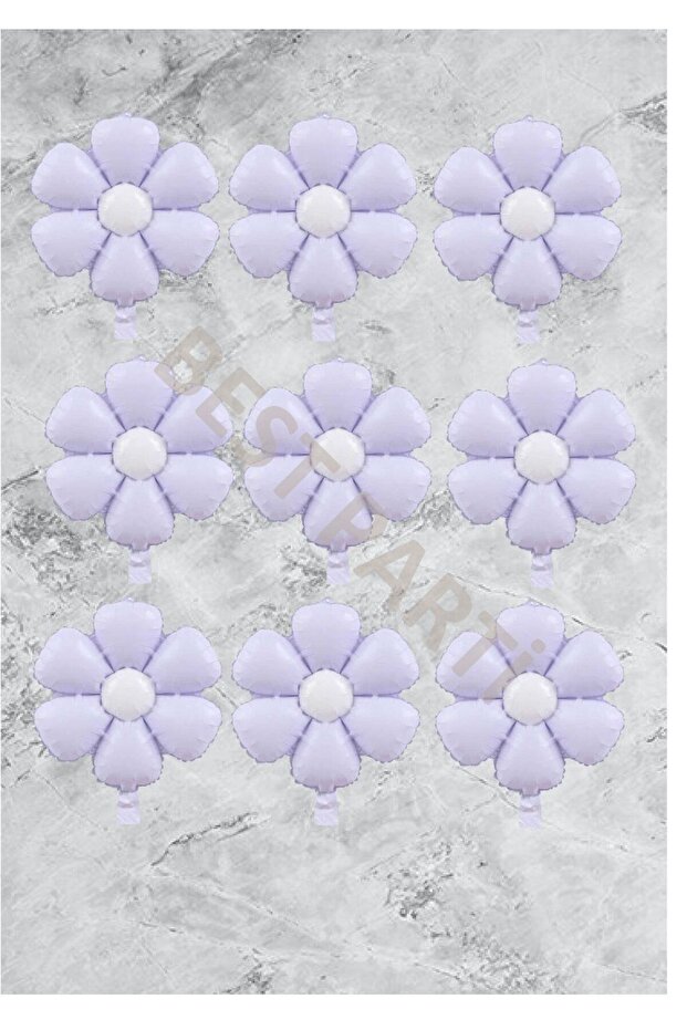 9-Piece Macaron Lilac Daisy Foil Balloon Set