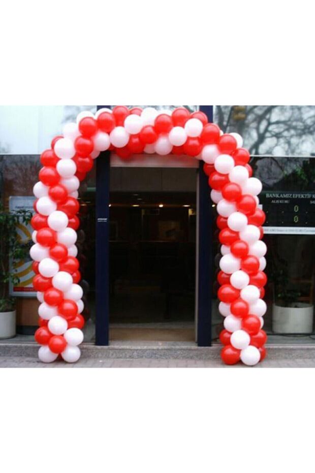 50 Metallic Red, white Balloons + 5 Mt Balloon Chain