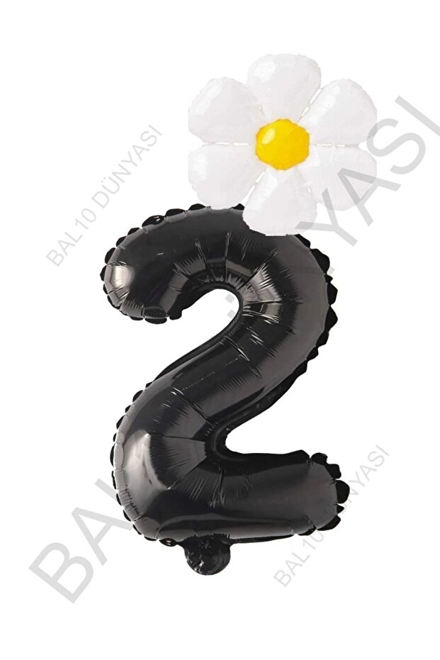 Black Number and White Daisy Foil Balloon Set Age 2