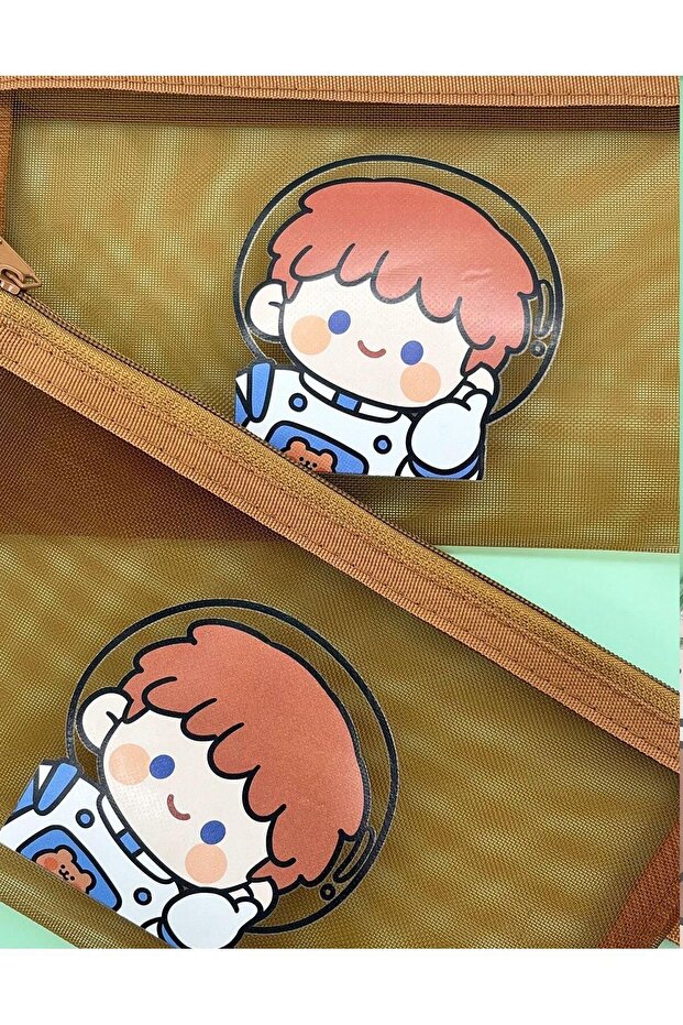 Brown Astronaut Kids Transparent Bag / Pencil Case