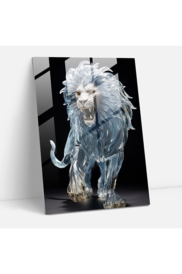 Realistic Glass Sculpture, Majestic Lion Glass Print, Power, Home Decor