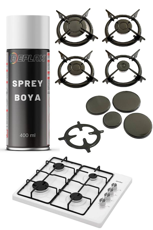 Mat Siyah Ocak Üstü Metal Izgara Isıya Dayanıklı 690° Sprey Boya 400 Ml. - 1