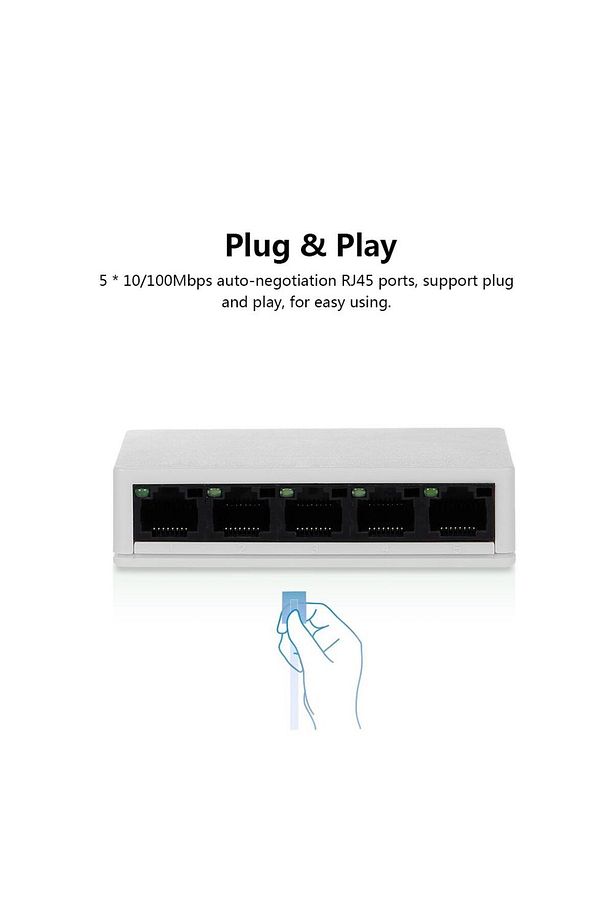 NR3 5 Port Switch 100Mbps Ethernet İnternet Dağıtıcı Ağ Hub Ev Ofis İçin - 5