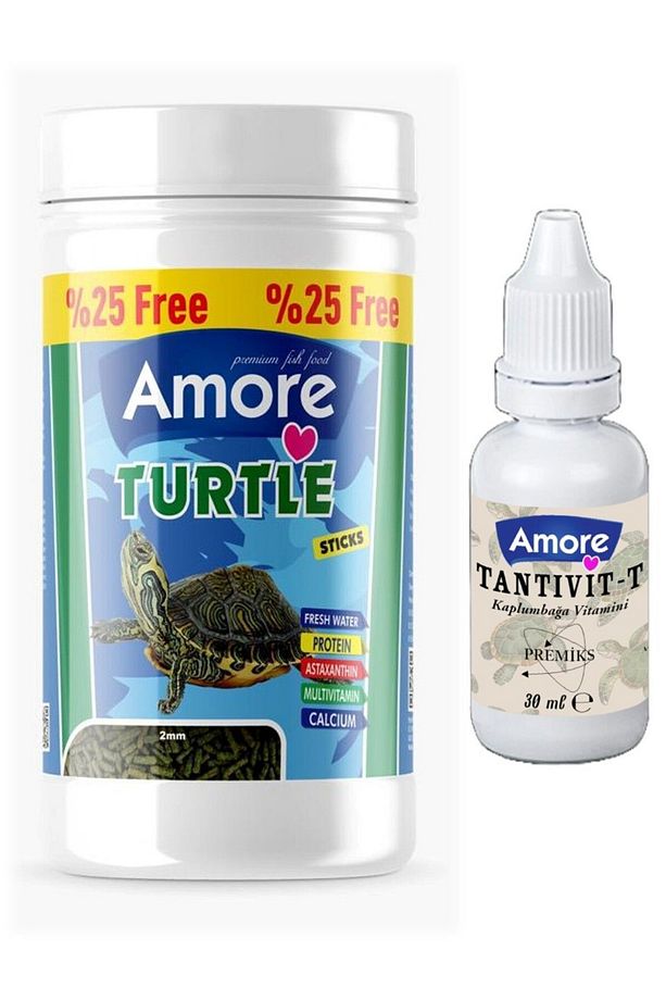 Turtle Green Calcium Sticks 125 Ml 50 Gr Su Kaplumbağası Yemi Vitamin Seti - 1