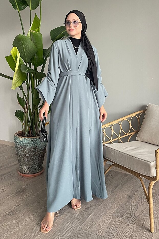Drawstring Sleeves Mint Abaya - 2