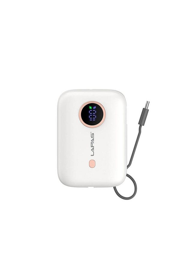 Taşınabilir Powerbank 10.000mAh Lapas LP-PW001 Dijital LED Göstergeli Type-C Kablolu Beyaz - 1