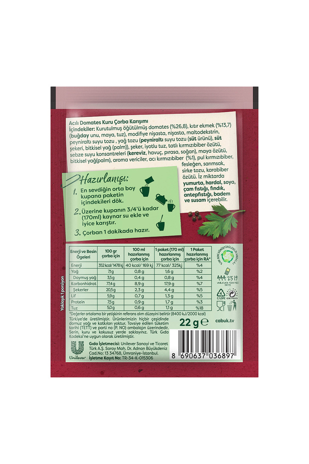 Acılı Domates Çabuk Çorba 22 gr X 24 Adet - 7