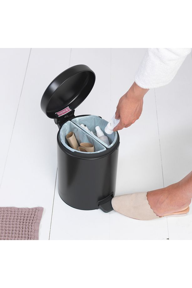 Newıcon Matt Black Pedallı Çöp Kutusu 2x2l - 3