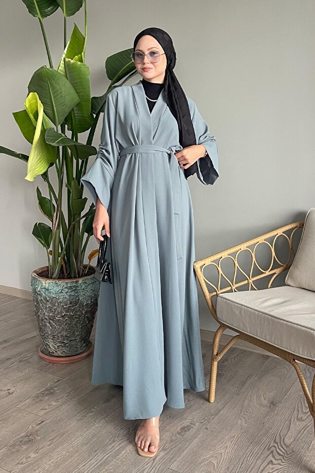 Drawstring Sleeves Mint Abaya - 5