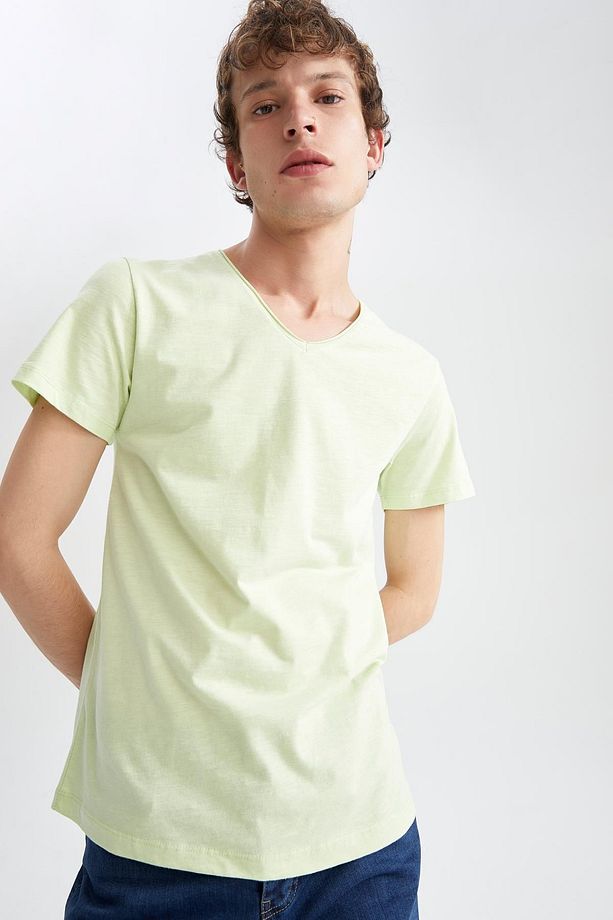 Slim Fit V Yaka Basic Kısa Kollu %100 Pamuklu Tişört M4791az22sp - 3