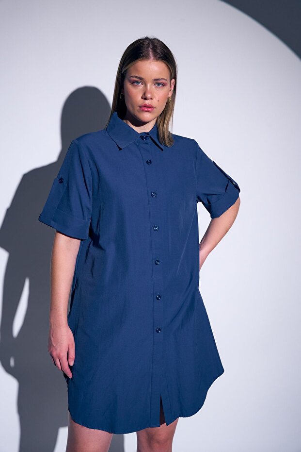 Kısa Kollu Uzun Basic Gömlek - 6