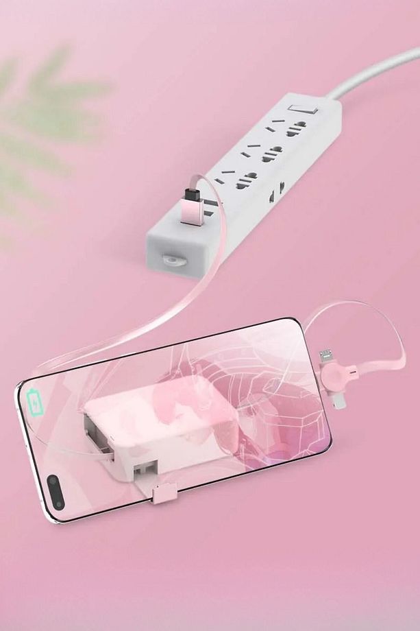® Cep Tipi Telefon Tutuculu Makaralı Uzayıp Kısalabilen 3'ü 1 Arada USB Şarj Kablosu - 3