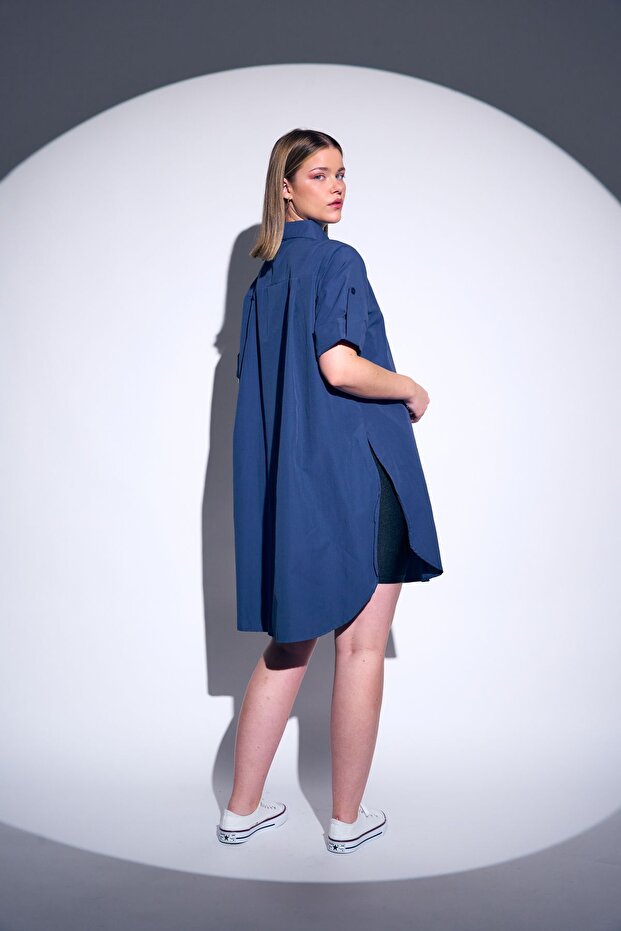 Kısa Kollu Uzun Basic Gömlek - 3