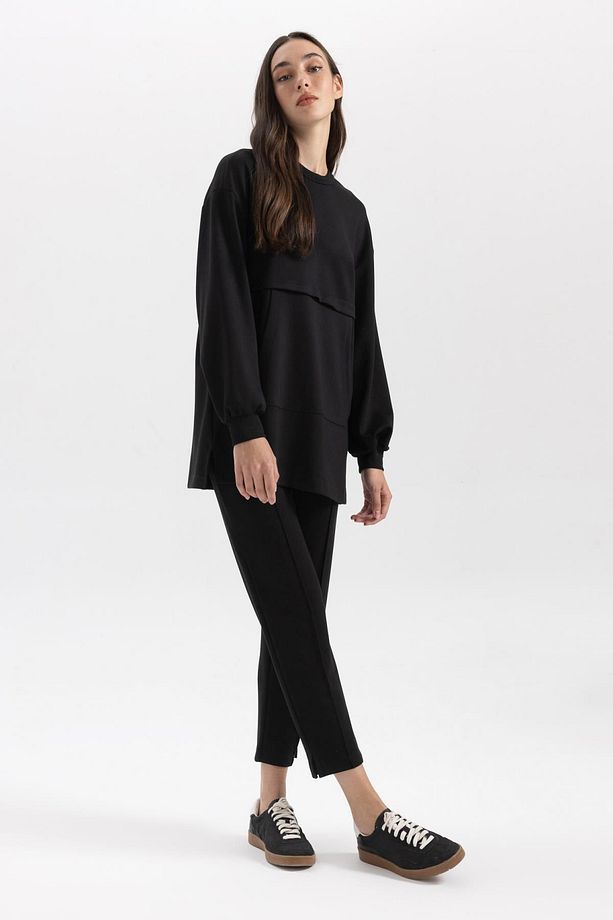 Regular Fit Bisiklet Yaka Uzun Kollu Tunik B0039ax23wn - 2