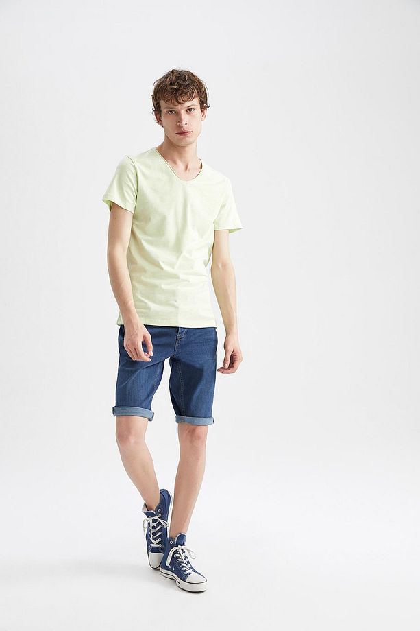 Slim Fit V Yaka Basic Kısa Kollu %100 Pamuklu Tişört M4791az22sp - 2