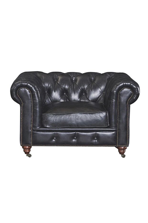 Chester Hakiki Deri Berjer Siyah - 1
