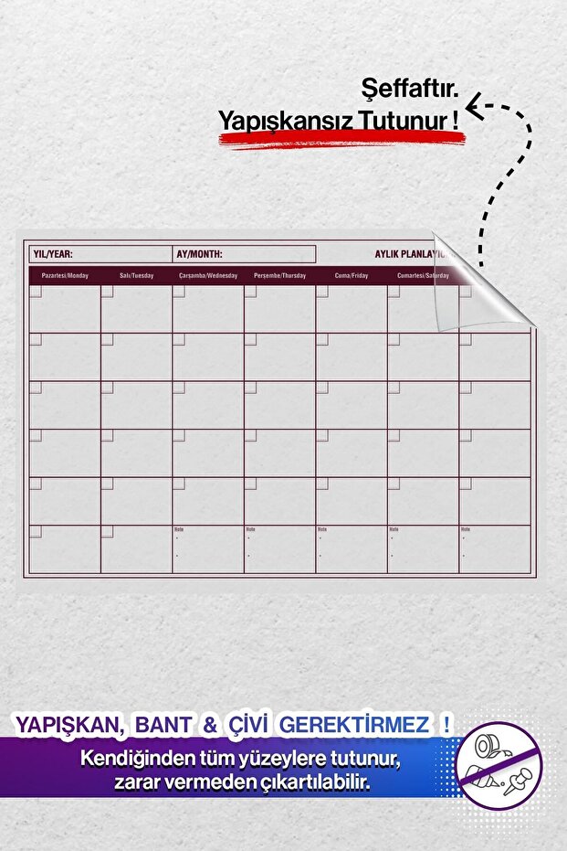 لوحة كتابة Plum Planner مع ورق ذكي غير لاصق، وميزة حامل ملاحظات الصور