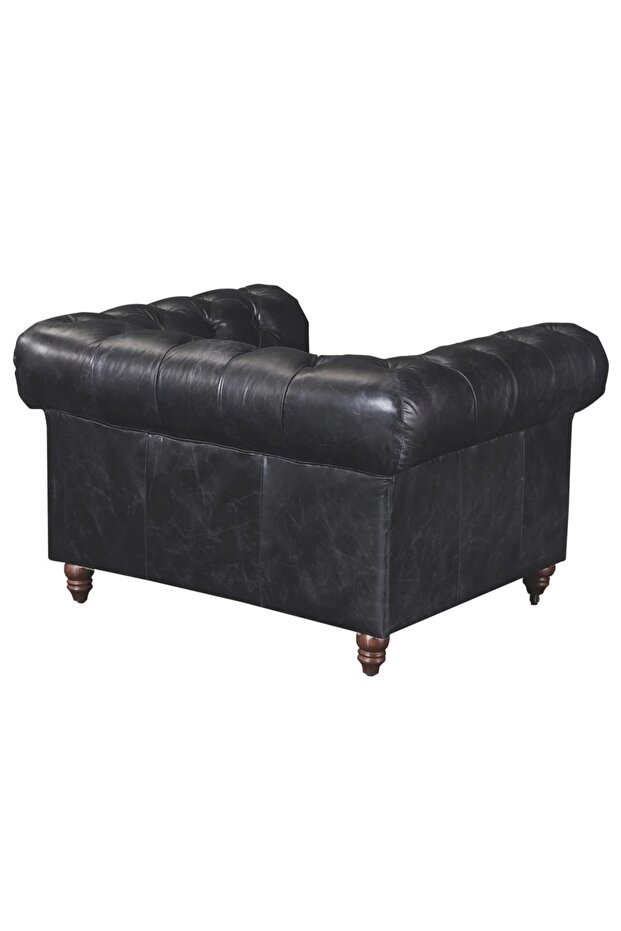 Chester Hakiki Deri Berjer Siyah - 3