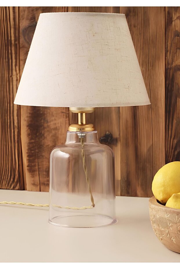 Homing Noi Şeffaf Kristal Abajur Kırçıllı İthal Kumaş - 1